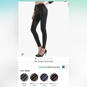 Retro gong Women’s black faux leather leggings stretch high waisted pleather